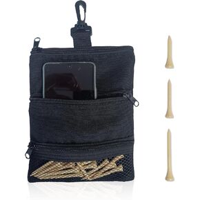 إكسسوارات Brbasap Golf Bag Bag مع 15 PCS Tees 42mm 54mm 70mm Dalluables Pouch Multi Zipper Organizer للرجال والنساء ملحقات أساسية محمولة للرجال والنساء