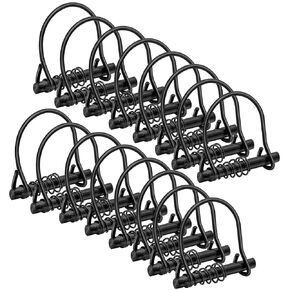 16PCS Silent Shaft Locking Pin, 1/4" x 2-1/20" Round Pto Hitch Pins Black Coupler Pins Heavy Duty Wire Lock Pins Trailer Safety Pin with Spring for Hunting Stand Ladder Farm Lawn Garden
