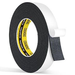 EVA Single-Sided Adhesive Black Foam Tape, 0.98x16.4FT Single-Sided Sealing Strip Foam Pad Sponge Tape Window Weatherproof, Self-Adhesive Insulation Sealing Tape (Black)