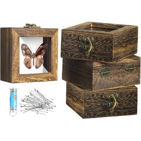 4 Pcs Insect Pinning Kit 4 inch Wooden Display Case Box, EVA Foam Insect Pinning Board, 100 Insect Pins for Butterfly Specimen Bugs Collection Tools