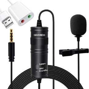 5 CORE Professional Omnidirectional Lavalier Microphone 3.5mm Clip-On Lapel Mic for Smartphone DSLR Camera PC Interview Video Camcorders Audio Recorder cm 001 ADP