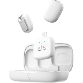 ULANZI A30 Tiny Mic Magnetic (White), Wireless Lavalier Microphone Mini Size, Noise Cancellation, 164 ft Range, 20H Battery Life, Lapel Microphone for Video Recording, DSLR, iPhones, Android, PC