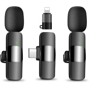 Professional Wireless Lavalier Microphone for iPhone and Android, Plug-and-Play Noise-Reducing Mini Microphone for Video Recording, Vlog, YouTube, Tiktok, and Podcasting