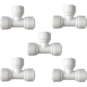 3/8 inch Tee Connector Push to Connect Fittings Plastic Quick Fitting for water purification&RO System (5, 3/8" Tube O.D.X3/8" Tube O.D.X 3/8" Tube O.D.)