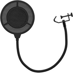 IXTECH Pop Filter For Microphone, Mic Pop Filter Mesh Isolation Shield Compatible With Blue Yeti And Any Other Mic, Dual Layered microphone pop filter shield with Flexible 360° Gooseneck Clip