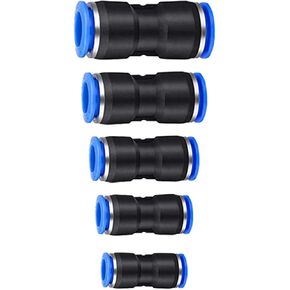 60PCS Straight Push Connectors,12mm/10mm/8mm/6mm/4mm Quick Release Plastic Push to Connect Fittings Kit,Air Line Fittings for 1/2" 3/8" 5/16" 1/4" 5/32" Pipe Respectively