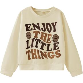 SHENHE Girl's Cute Slogan Graphic Crew Neck Sweatshirt Long Sleeve Casual Sweatshirt Top