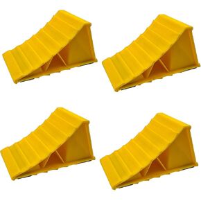 2 Pairs Wheel Chocks for Travel Trailers, Non Slip Heavy Duty Yellow Wheel Chock, Lightweight Wheel Stoppers for Cars Camper Trucks RVs, Easy to Carry & Suitable for Most Tyre Sizes