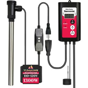 1300W Immersion Water Heater Portable Electric Buckets & Hot Tub Fully Submersible Water Heater with Thermostat, GFCI Leakage Protection for Baptistry, Bathtub, Pools, Buckets - Easy to use