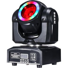 Moving Head Lights 60W LED Stage Lights RGBW Beam Halo Cycle Strip DJ Lighting, DMX 512 Sound Activation for Event Parties Wedding Church Live Band Show