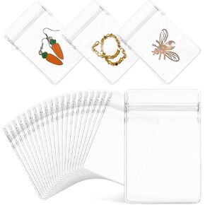 100 Pcs Mini Jewelry Bags: Clear Zipper Jewelry Storage Plastic Bags Reclosable Jewelry Bags Small Reclosable Bags for Rings Earrings Beads(2.36x1.57in)