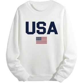 Floerns Men's Flag Print Crewneck Sweatshirts Long Sleeve Oversized Pullover Tops