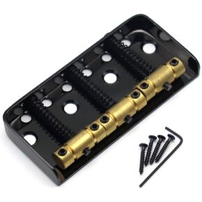 6 Strings guitar bridge Short Telecaster Bridge Brass Compensated 3-Saddles with Wrench for Tele Style Electric Guitar parts (Black)