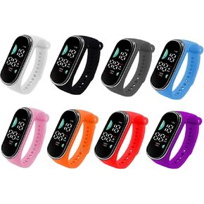 8 Pcs Minimalist LED Digital Display Touch Screen Watches for Women Men Unisex Wholesale Watches Set