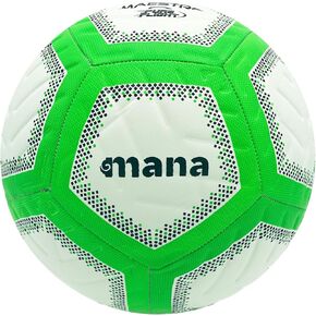 Mana Maestro™ Soccer Ball Size 5 - Official Size & Weight Neon Green/Black Adult Hybrid Soccer Ball with Thermo-Fused, Stitched Waterproof Seams, Durable PU Leather, All Skill Levels, Outdoor & Indoor