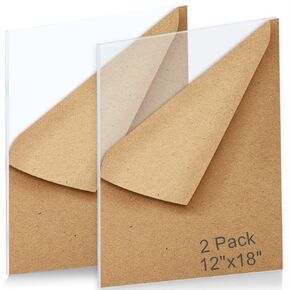 2Pack Clear Acrylic Sheet Cast Plexiglass 12 x 18", 1/8" Thick (3mm) Transparent Plastic Sheet, Easy to Cut for DIY Display Projects, Advertisement Signs, Shelves