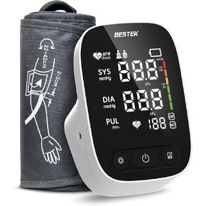 BESTEK Blood Pressure Monitor, Automatic Arm Blood Pressure Monitors for Home Use, Digital Large LCD Voiced Broadcast BP Cuff Comfortable and Portable for Home Travel (9"-17" Adjustable)