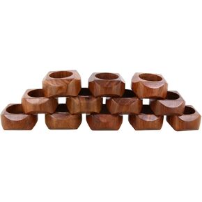 Ajuny Handcrafted Wooden Round Napkin Ring Side Cut Decorative 1.5 inch Napkin Holders for Table Décor Dinner Wedding Party Dining Parties Table Decoration Set of 12