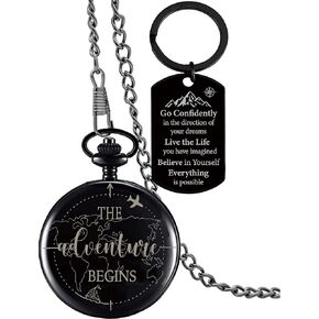 Graduation Compass Black for Him, Graduation Keychain, The Adventure Begins, College Highschool Graduation Gift, Congrats Grad Gifts Ideas, Gift for Graduation for Son Nephew Grandson Friend