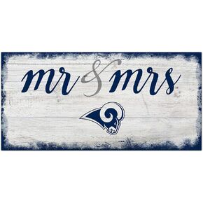 Fan Creations NFL St. Louis Rams Unisex Los Angeles Rams Script Mr & Mrs Sign, Team Color, 6 x 12