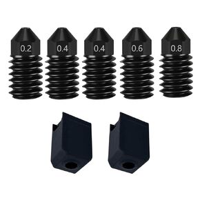 Hardened Steel Nozzles for P1P/P1S/X1/X1C/X1E/Kobra 3 Combo/Adventurer 5M/5M Pro 0.2MM 0.4MM 0.6MM 0.8MM High Flow Wear Resistant Nozzles with Extra Silicone Cover Sock for Bambu Lab Printer