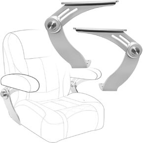 Aluminum Boat Pivot Flip-Up Armrest Set with Locking Switch Provides 90º Rotation of Armrest Boat RV Truck Flip-Up Seat Hinge, Sold in Pairs, Left & Right
