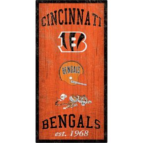 NFL Cincinnati Bengals Unisex Cincinnati Bengals Heritage sign, Team Color, 6 x 12