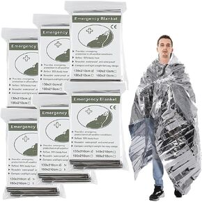 6 Pack Emergency Mylar Blankets,Emergency Survival Blanket Survival Gear & Camping Supplies,Insulating Reflective Foil Survival Blankets for Camping, Hiking, and Outdoor Rescue Kits