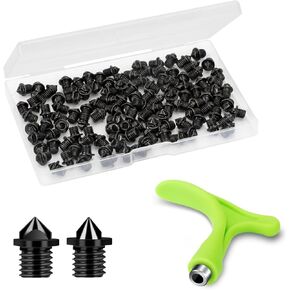 1/8 Inch Track Spikes, 120 Pieces Steel Shoe Spikes Replacements and Spike Wrench for Sports Running Track Shoes