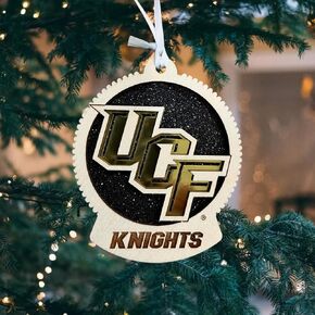 UCF Knights Logo Wood Ornament, Laser Engraved, Christmas Tree Decoration (UCF Letters)
