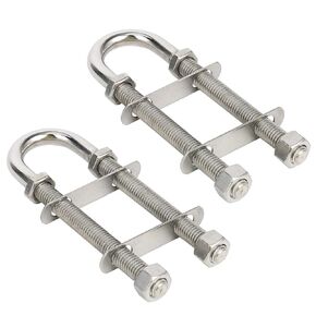 Amarine Made Pair of Stainless Steel Marine Boat Stern Bow Eye Tie Down U Bolt (Silver, 1/2" Dia - 2-1/2" Thread Lenght)