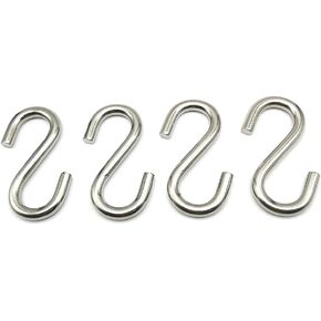 4 Pack M8 Heavy Duty S Hooks 3.3 Inch 304 Stainless Steel S Hooks Hanging Hook S Shaped Utility Hook for Hanging and Utility Use