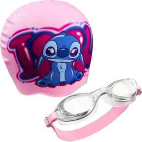 Disney Children's Swim Goggles and Swim Cap Set Anti-Fog UV Protection