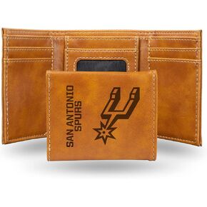 Rico Industries NBA San Antonio Spurs Black Laser Engraved Bill-fold Wallet - Slim Design