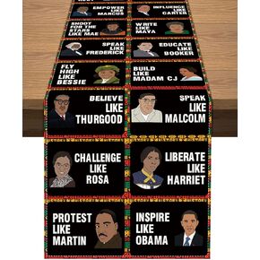 Vohado Black History Month Table Runner Afro African American Heritage Decoration Classroom Dining Room Home Kitchen Table Decor