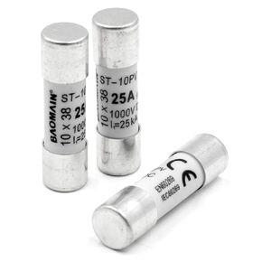 Baomain Solar PV Fuse, gPV Type Fuse Link PV-30 10 X 38 mm,25A 1000V DC,33kA, CE Listed Pack of 10