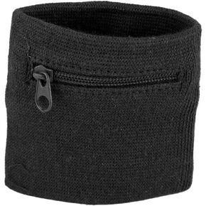 Sports Wristband, Zipper Workout Sweatband Wrist Wallet Breathable Pocket Wallet Gym Wrist Bag for Football, Basketball, Running Athletic Sports (Black)
