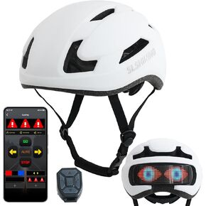SoulBay Bike Helmet with Remote and LED Light, CPSC Certified Riding Safety Lightweight Ventilated Cycling Helmet for Adult Men Women, Smart Phone APP Control RGB Shining Light Bar