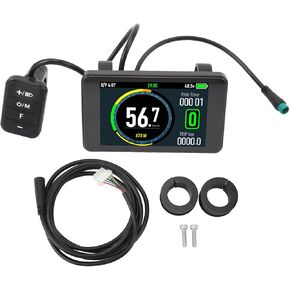 Electric Bicycle LCD Display, ABS T8 Colorful Screen 24V 36V 48V 52V 60V 72V Waterproof Electric Bike LCD Display Panel Replacement Part