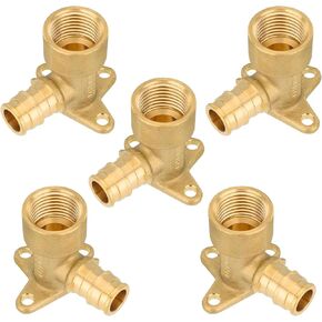(5-Pack) Seelink PEX-A Expansion Fittings, PEX-A 1/2" x 1/2" Female NPT Drop Ear Elbow, Brass Expansion Pipe Fittings, for PEX Tubing Pipe Hose Fittings, ASTM F1960