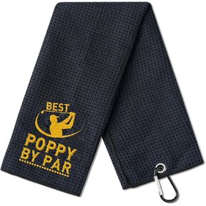 Poppy Gifts Golf Towel, Golf Gifts for Poppy on Christmas, Father‘s Day Gifts, 40 x 60cm Microfiber Golf Towel for Golf Bags - Best Poppy by Par