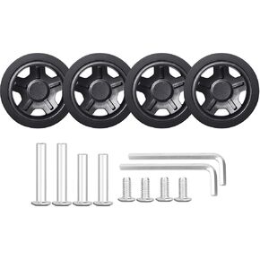Luggage Suitcase Replacement Wheels Luggage Replacement Wheels Diameter 1 7/8 inch Wear-Resistant Mute Suitcase Rubber Swivel Caster Repair Kits 4 Pcs (50mm*10mm)