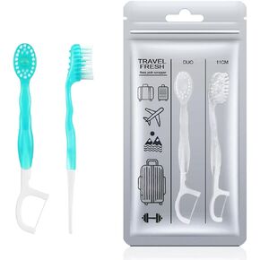 TravelFresh Disposable Travel Toothbrush Set with Mint Toothpaste & Floss – 6 Packs of 2 (Total 12 Brushes), Compact for Travel, Camping, Work, Outdoors, and Gym