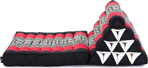 Leewadee Comfortable Japanese Floor Mattress - Thai Floor Bed with Triangle Cushion - Futon Mattress - XL Extra Long Thai Massage Mat, 89 x 20 inches, Green Red, Kapok Filling in Kuwait