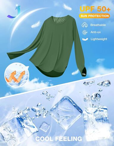 Soothfeel Women's UPF 50+ Sun Shirts Long Sleeve SPF UV Protection Rash Guard Lightweight Quick Dry Hiking Workout Tops in Kuwait