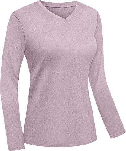 1/6 Pack Womens Long Sleeve Workout Shirts,UPF50+ Dry Fit V Neck UV Sun Protection Running Athletic Tops T Shirts in Saudi Arabia