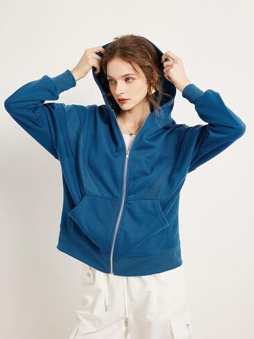 TAKEYAL Women Hoodies Sweatshirt Long Sleeve Zip Up Oversized Fall Jackets Casual Trendy Top soild in Kuwait