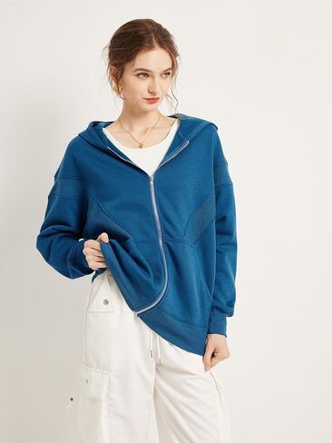 TAKEYAL Women Hoodies Sweatshirt Long Sleeve Zip Up Oversized Fall Jackets Casual Trendy Top soild in Kuwait