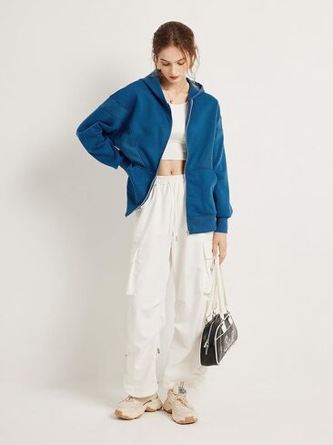 TAKEYAL Women Hoodies Sweatshirt Long Sleeve Zip Up Oversized Fall Jackets Casual Trendy Top soild in Kuwait