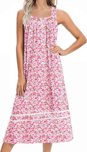 Ekouaer Women's Nightgowns Long Sleeveless Night Gown Ladies Sleep Dress Soft Victorian Nightdress in Saudi Arabia